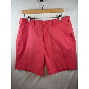 Fish Hippie Drift Shorts Mens 34 Coral Pink Flat Front Cotton Preppy Old Money